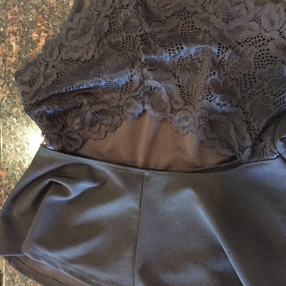 Black Peplum Top with Lace Cutout Back - Picture 6 of 8